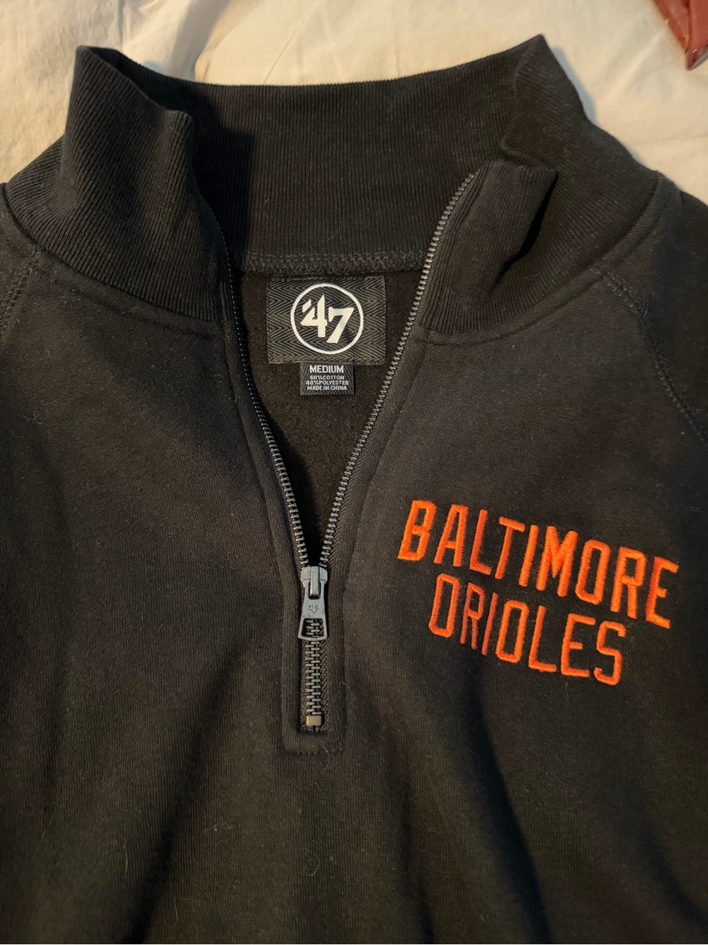 New With Tags 47 Men's Baltimore Orioles Black Quarter-Zip Pullover